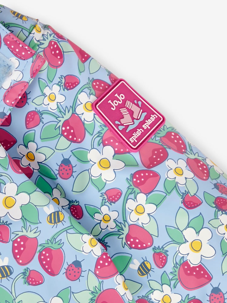 JoJo Maman Bébé Blue Strawberry Waterproof Jacket - Image 3 of 3 JoJo Maman Bébé Blue Strawberry Waterproof Jacket - Image 3 of 3