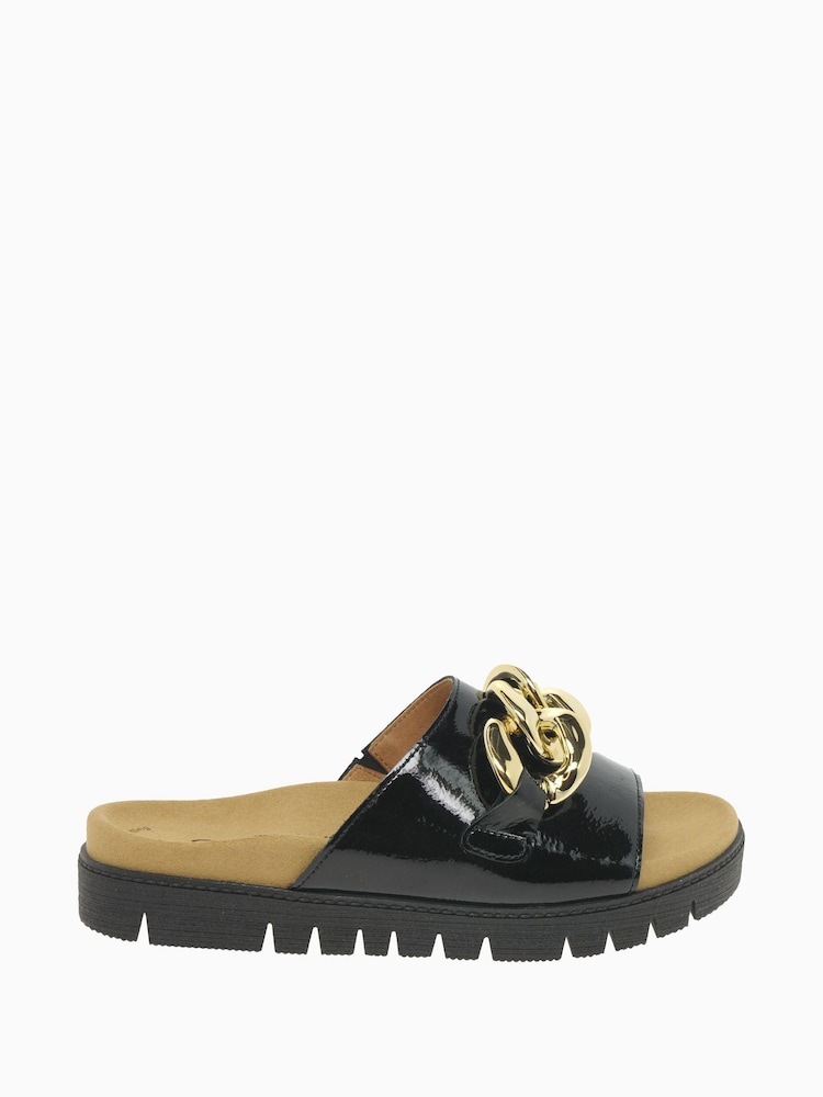Gabor Erica Black Patent Leather Mules - Image 1 of 5 Gabor Erica Black Patent Leather Mules - Image 1 of 5