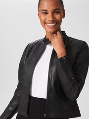 Hobbs Black Leather Fran Jacket - Image 3 of 6