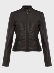 Hobbs Black Leather Fran Jacket - Image 4 of 6