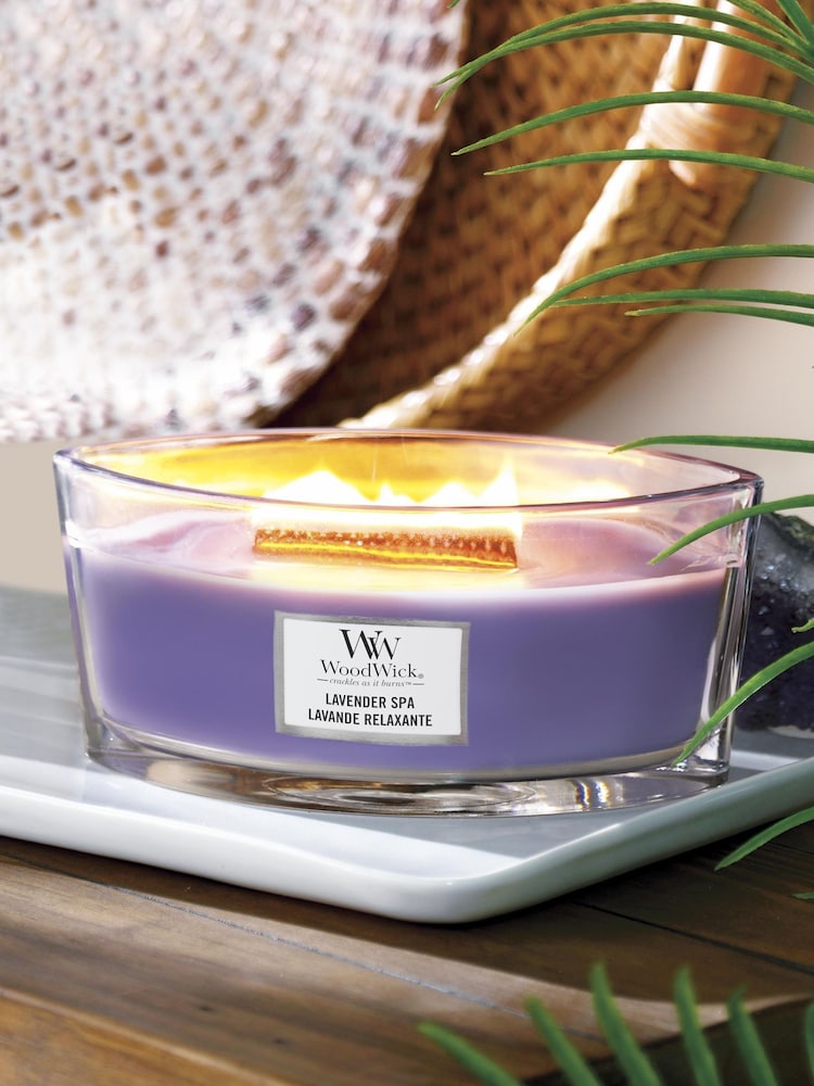 Woodwick Purple Ellipse Lavender Spa Scented Candle - Image 1 of 2