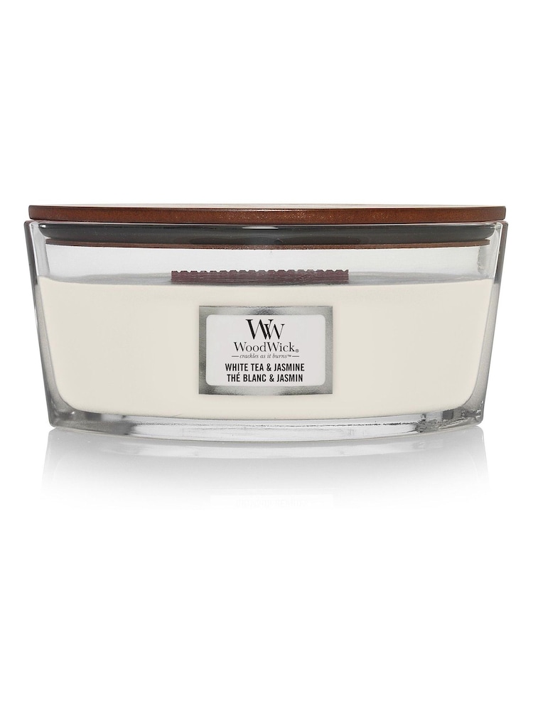Woodwick White Ellipse White Tea Jasmine Candle - Image 2 of 2