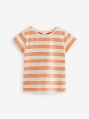 Peach Pink Stripe Short Sleeve T-Shirt - Image 1 of 1