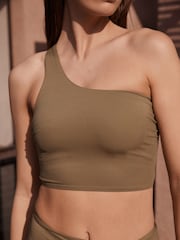 Olivgrün - Signature Bikinioberteil mit One-Shoulder-Träger - Bild 2 von 6