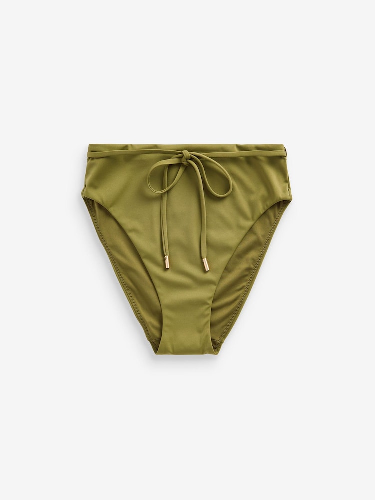 Olive Green Signature Belted High Waist High Leg Bikini Bottoms - Image 5 of 5 Olive Green Signature Belted High Waist High Leg Bikini Bottoms - Image 5 of 5