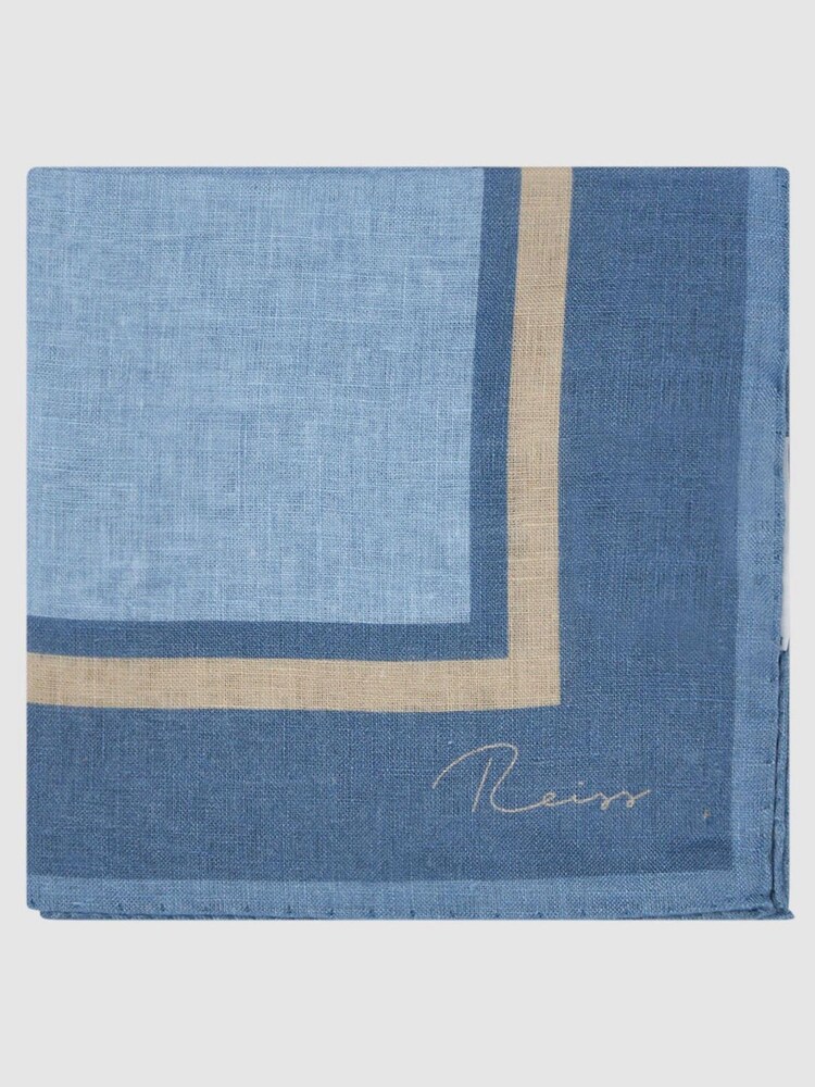Reiss Blue Barrow Linen Pocket Square - Image 1 of 3 Reiss Blue Barrow Linen Pocket Square - Image 1 of 3