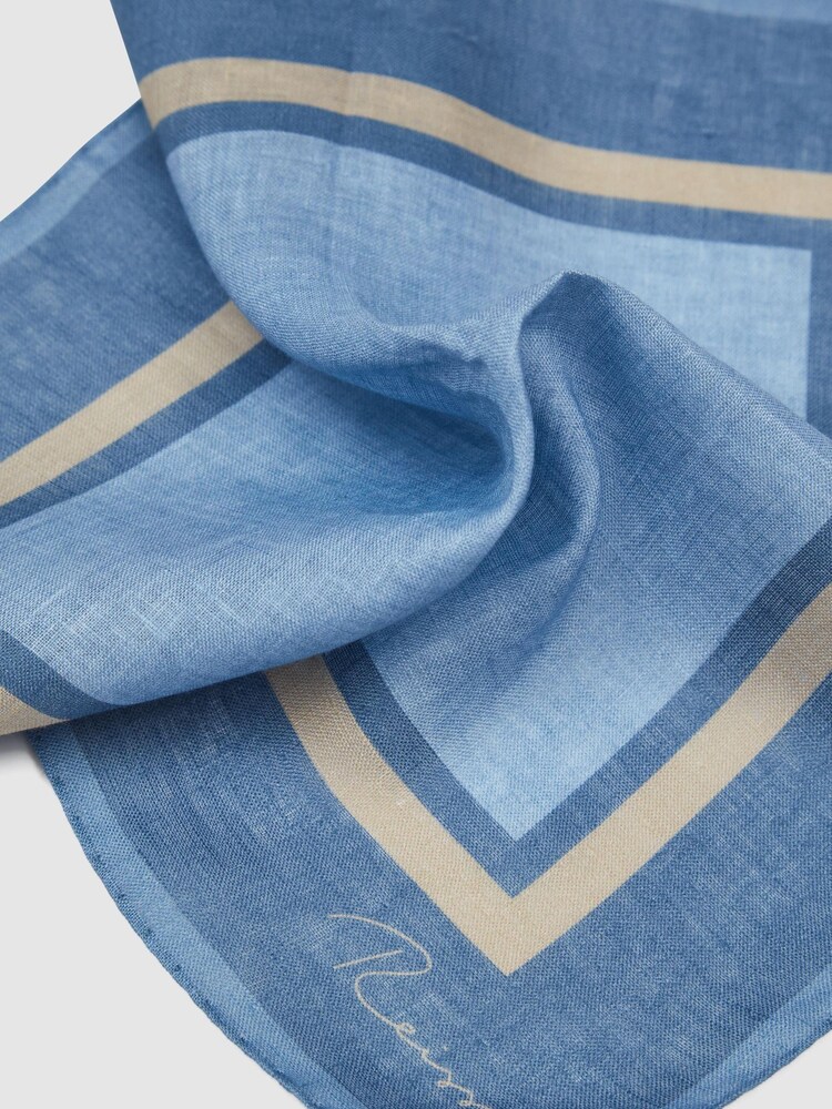 Reiss Blue Barrow Linen Pocket Square - Image 3 of 3 Reiss Blue Barrow Linen Pocket Square - Image 3 of 3