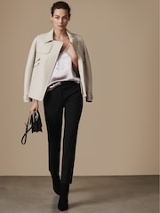 Reiss Black Joanne Cropped Tailored Trousers - Image 1 of 6