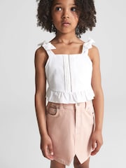 Reiss Pink Effie Junior Denim Mini Skirt - Image 4 of 6