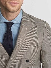 Reiss Brown Play Double Breasted Prince Of Wales Check Blazer - Image 6 of 9