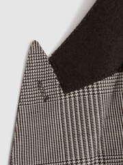 Reiss Brown Play Double Breasted Prince Of Wales Check Blazer - Image 7 of 9