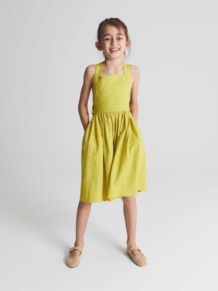 Reiss Bright Yellow Matilda Jr Cross Back Dress - Image 3 of 5