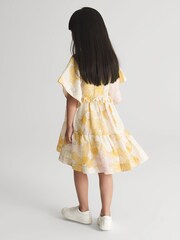 Reiss Yellow Allie Junior Printed Tiered Mini Dress - Image 5 of 6
