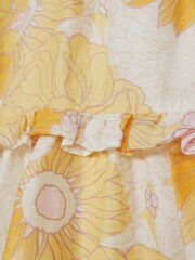 Reiss Yellow Allie Junior Printed Tiered Mini Dress - Image 6 of 6