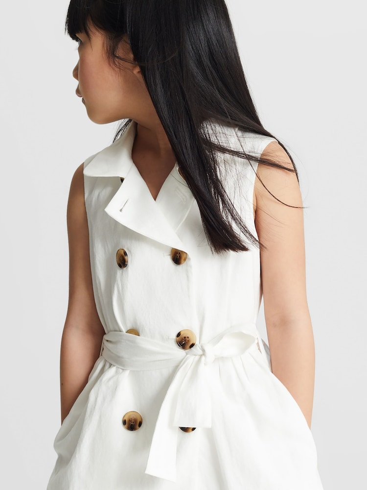 Reiss White Dana Jr Linen Blend Mini Dress - Image 1 of 7