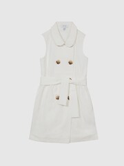Reiss White Dana Jr Linen Blend Mini Dress - Image 2 of 7