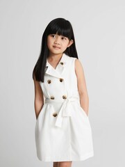 Reiss White Dana Jr Linen Blend Mini Dress - Image 3 of 7