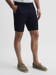 Reiss Navy Wicket Modern Fit Chino Shorts - Image 1 of 6