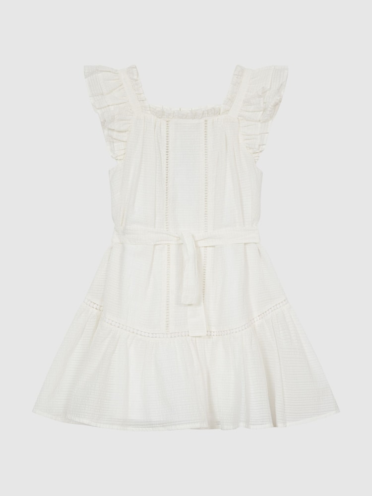 Reiss Ivory Malin Junior Textured Mini Dress - Image 2 of 5
