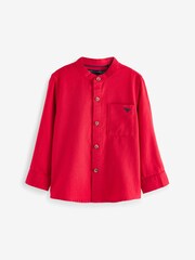 Red Long Sleeve Grandad Collar Shirt (3mths-7yrs) - Image 1 of 2