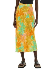 Whistles Natural Palm Floral Side Button Skirt - Image 1 of 1