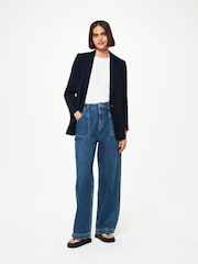 Whistles Navy Blue Boyfriend Crepe Blazer - Image 3 of 5