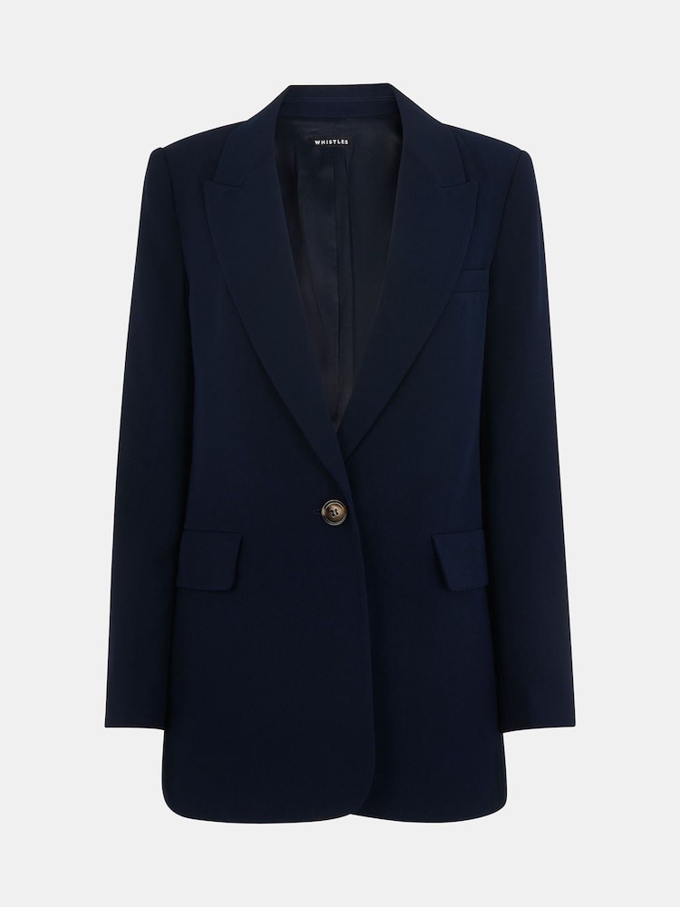 Whistles Navy Blue Boyfriend Crepe Blazer - Image 5 of 5