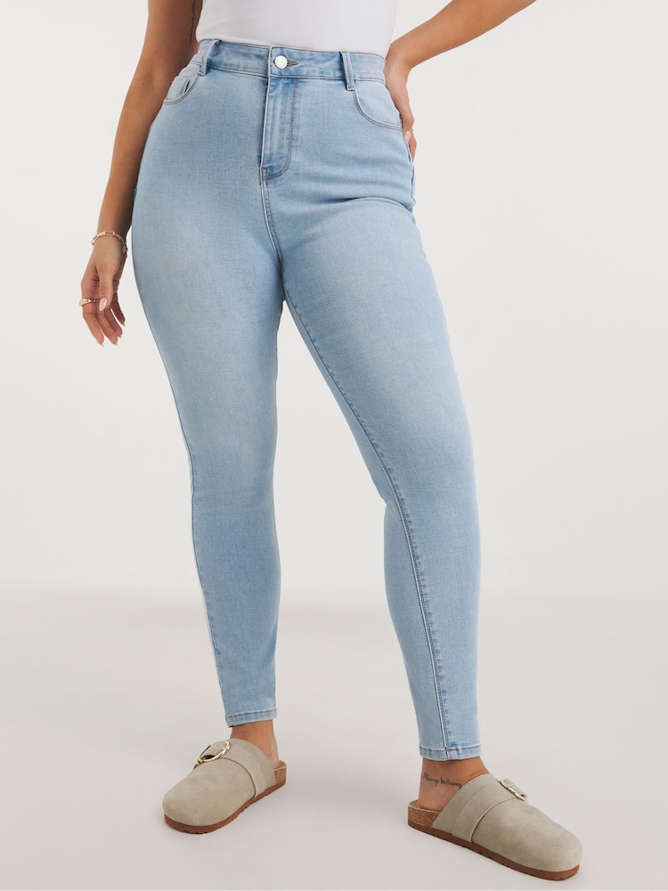 Simply Be Blue Booty Booster Skinny Jeans - Image 1 of 4