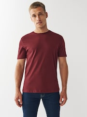 Red Burgundy Regular Fit Essential Crew Neck Cotton T-Shirt - Image 1 of 4
