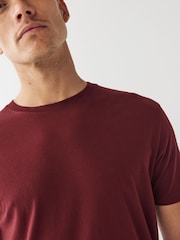 Red Burgundy Regular Fit Essential Crew Neck Cotton T-Shirt - Image 3 of 4