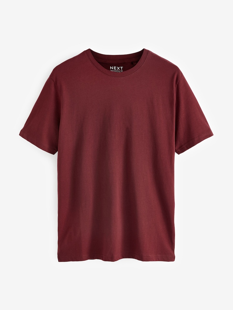 Red Burgundy Regular Fit Essential Crew Neck Cotton T-Shirt - Image 4 of 4