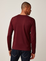 Burgundy Red Regular Fit Long Sleeve Crew Neck T-Shirt - Image 2 of 4