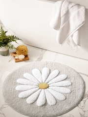 Grey Daisy 100% Cotton Round Mat - Image 1 of 4