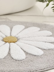 Grey Daisy 100% Cotton Round Mat - Image 2 of 4