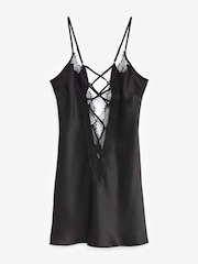 Ann Summers Black Cherryann Satin Chemise Slip Nightie - Image 4 of 4