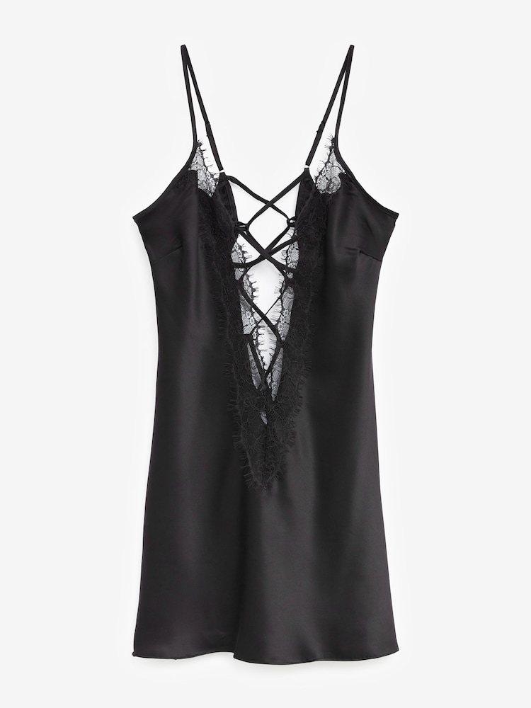 Ann Summers Black Cherryann Satin Chemise Slip Nightie - Image 4 of 4