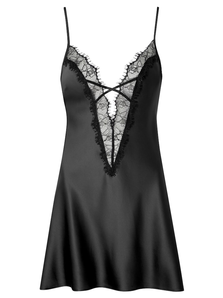 Ann Summers Black Cherryann Satin Chemise Slip Nightie - Image 5 of 5