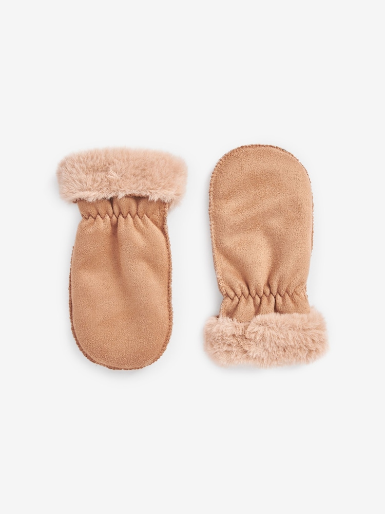 Camel Faux Suede Mitts (3mths-6yrs) - Image 1 of 1 Camel Faux Suede Mitts (3mths-6yrs) - Image 1 of 1