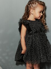 Black Mesh Party Dress (3mths-7yrs) - Image 1 of 7