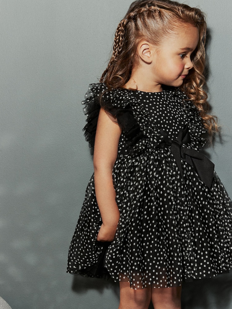 Black Mesh Party Dress (3mths-7yrs) - Image 1 of 7