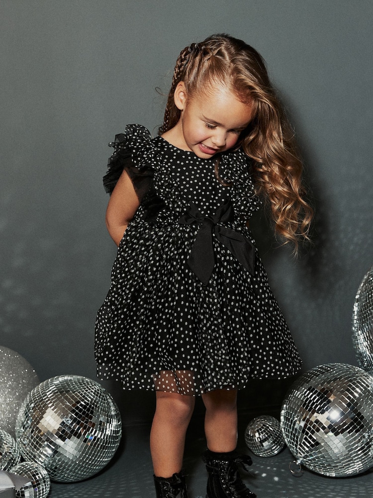 Black Mesh Party Dress (3mths-7yrs) - Image 2 of 7 Black Mesh Party Dress (3mths-7yrs) - Image 2 of 7