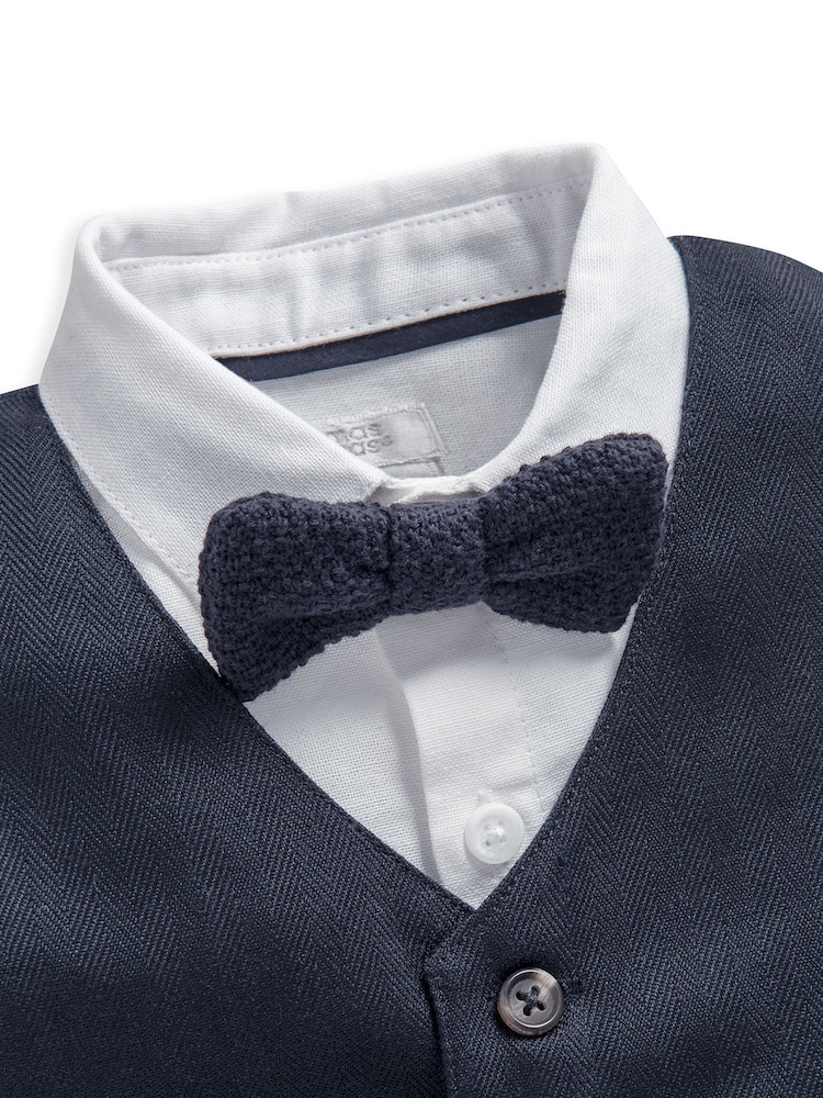 Mamas & Papas Blue 4 Piece Navy Suit With Knit Tie - Image 14 of 14