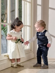 Mamas & Papas Blue 4 Piece Navy Suit With Knit Tie - Image 3 of 14