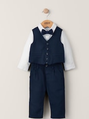 Mamas & Papas Blue 4 Piece Navy Suit With Knit Tie - Image 8 of 14
