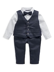 Mamas & Papas Blue 4 Piece Navy Suit With Knit Tie - Image 9 of 14