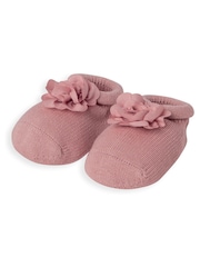 Mamas & Papas Girls Pink Flower Knit Hat and Booties - Image 3 of 3