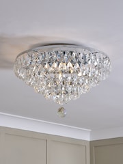 BHS Chrome 55cm Elsa Crystal Diamond Flush Ceiling Light - Image 1 of 5