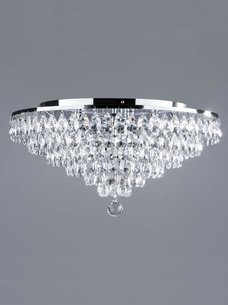 BHS Chrome 55cm Elsa Crystal Diamond Flush Ceiling Light - Image 2 of 5