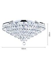 BHS Chrome 55cm Elsa Crystal Diamond Flush Ceiling Light - Image 4 of 5