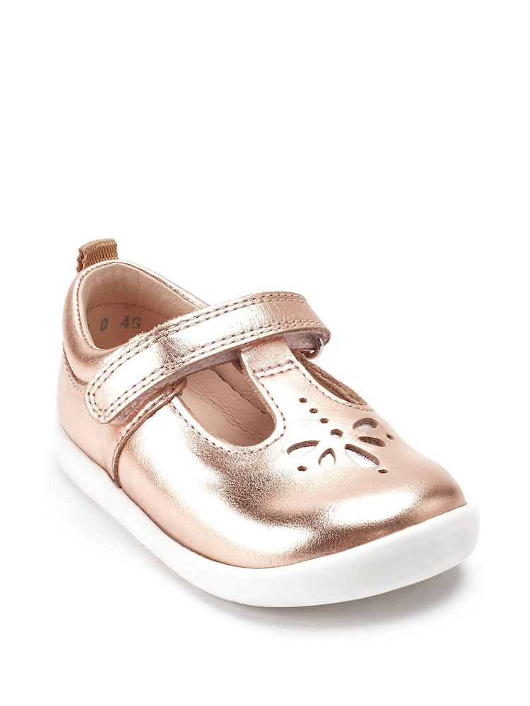 Start-Rite Puzzle Rose Gold Leather T-Bar First Shoes F & G Fit - Image 2 of 5